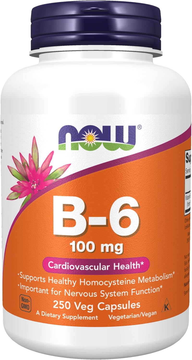 NOW Foods Vitamin B-6 (Pyridoxine HCl) 100 mg, 250 Capsules - görsel 1