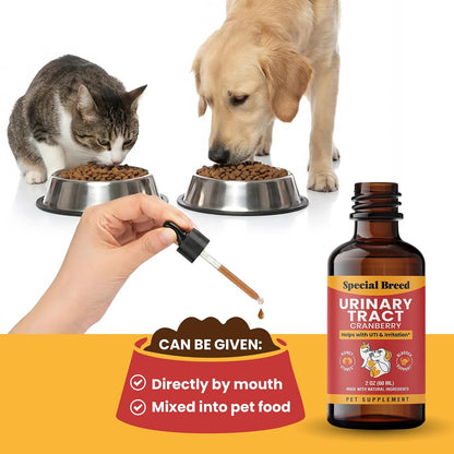 Special Breed Cat & Dog Urinary Tract Infection Treatment – Natural UTI Relief with Cranberry Drops – Kidney & Bladder Support – Helps Incontinence, Frequent Urination, Bladder Stones – Pet Renal Care Drops