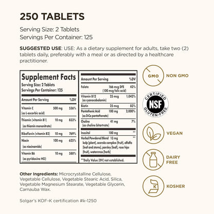 Solgar B-Complex with Vitamin C, Stress Formula - 250 Tablets