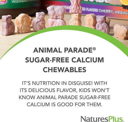 NaturesPlus Animal Parade Sugar-Free Children's Calcium, Vanilla Sundae Flavour - 90 Chewable Tablets (Pack of 2)