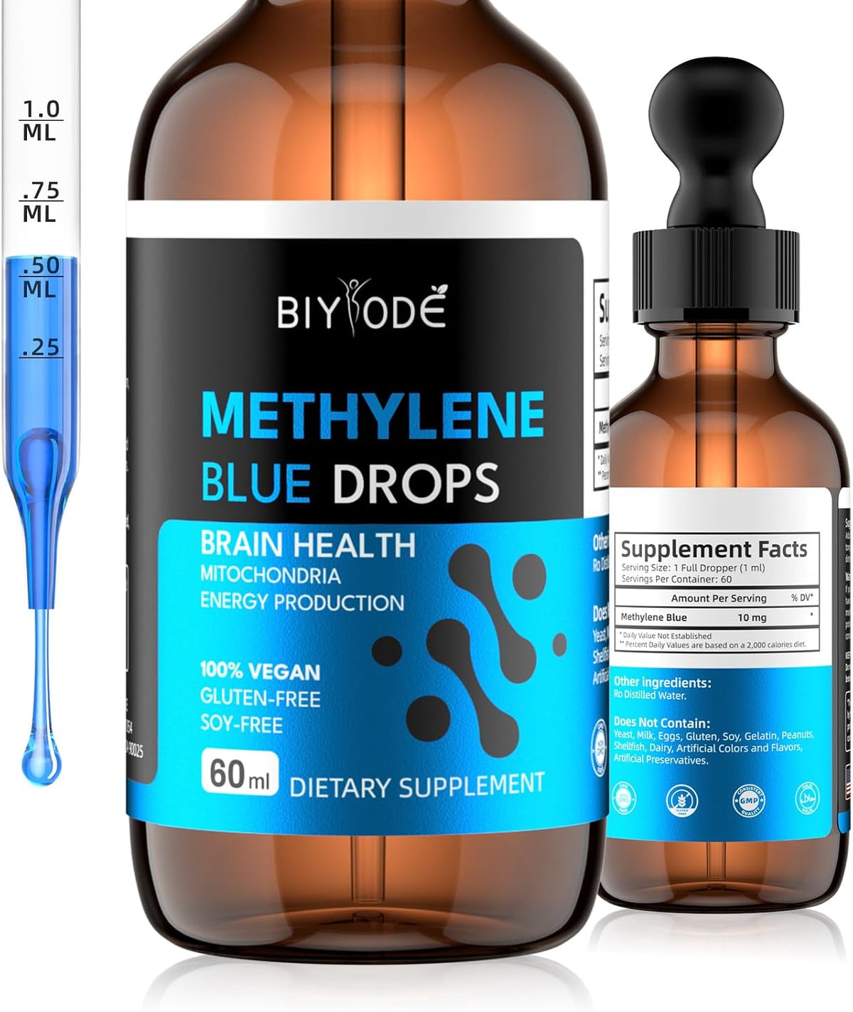 Methylene Blue Drops - Formaldehyde and Alcohol Free - 1% Methylene Blue for Human Undertake - Brain Health Grade - görsel 1