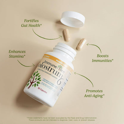 Immune-Tree 100% Pure Bovine Colostrum (Grass-Fed) | High IgG | 90 Capsules