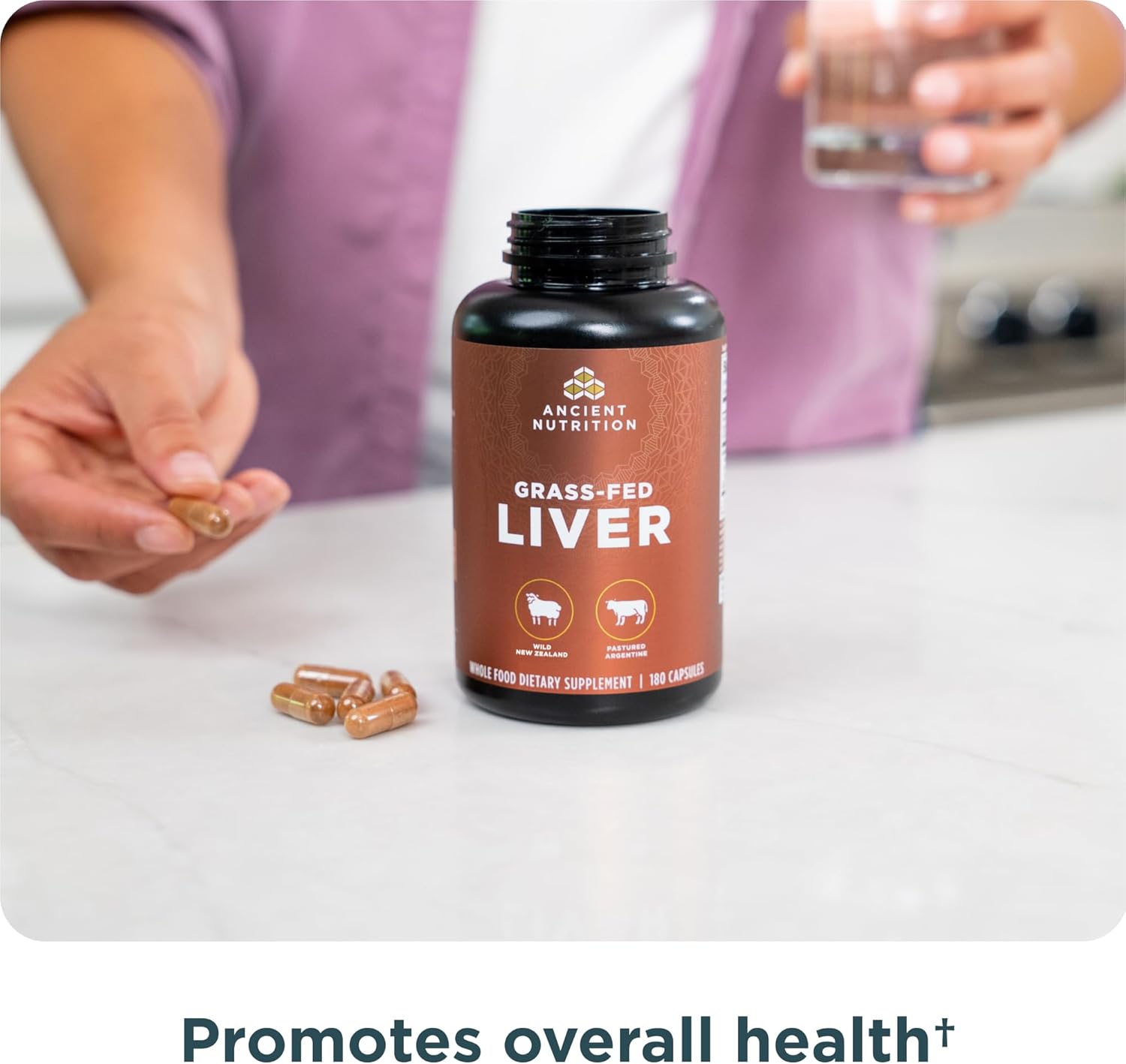 Ancient Nutrition Organ Supplements, Grass-Fed and Wild Organ Complex Capsules, Beef and Lamb Liver, 180 Capsules - görsel 6