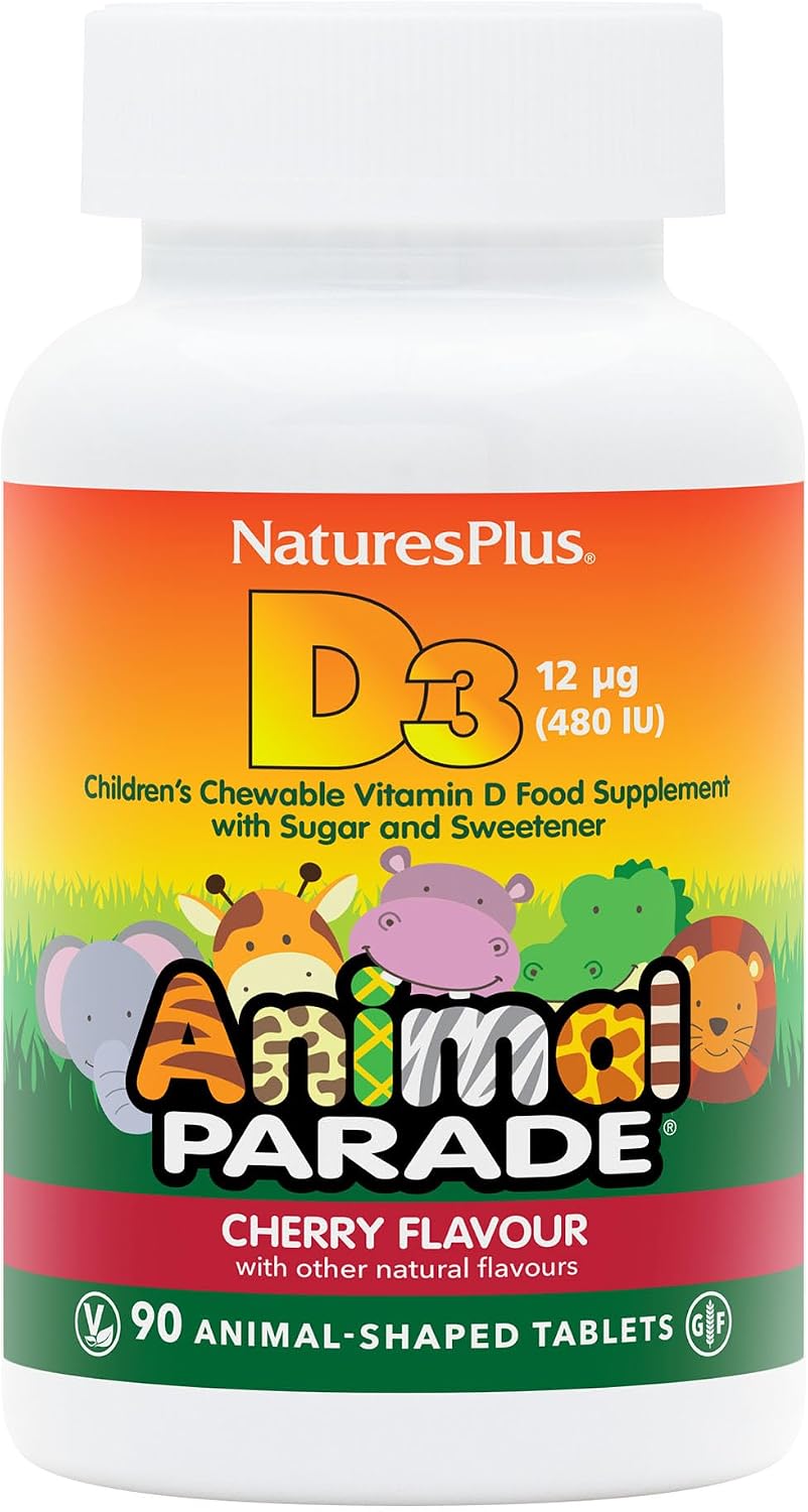 NaturesPlus Animal Parade Vitamin D3 Children’s Chewable Tablets - 90 Tablets - görsel 1