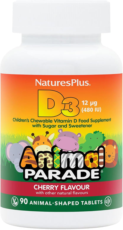 NaturesPlus Animal Parade Vitamin D3 Children’s Chewable Tablets - 90 Tablets