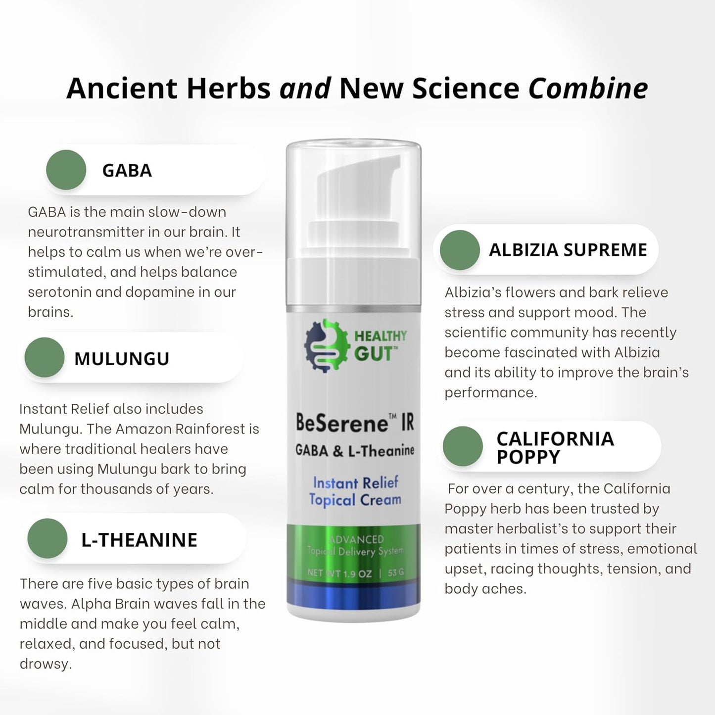 Healthy Gut BeSerene IR | GABA & L-Theanine | Instant Relief Cream | 54 g - görsel 6