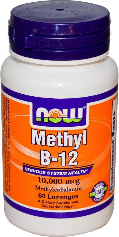 NOW Foods Methyl B-12 - Extra Strength Methylcobalamin - 10,000 mcg (60 Lozenges)