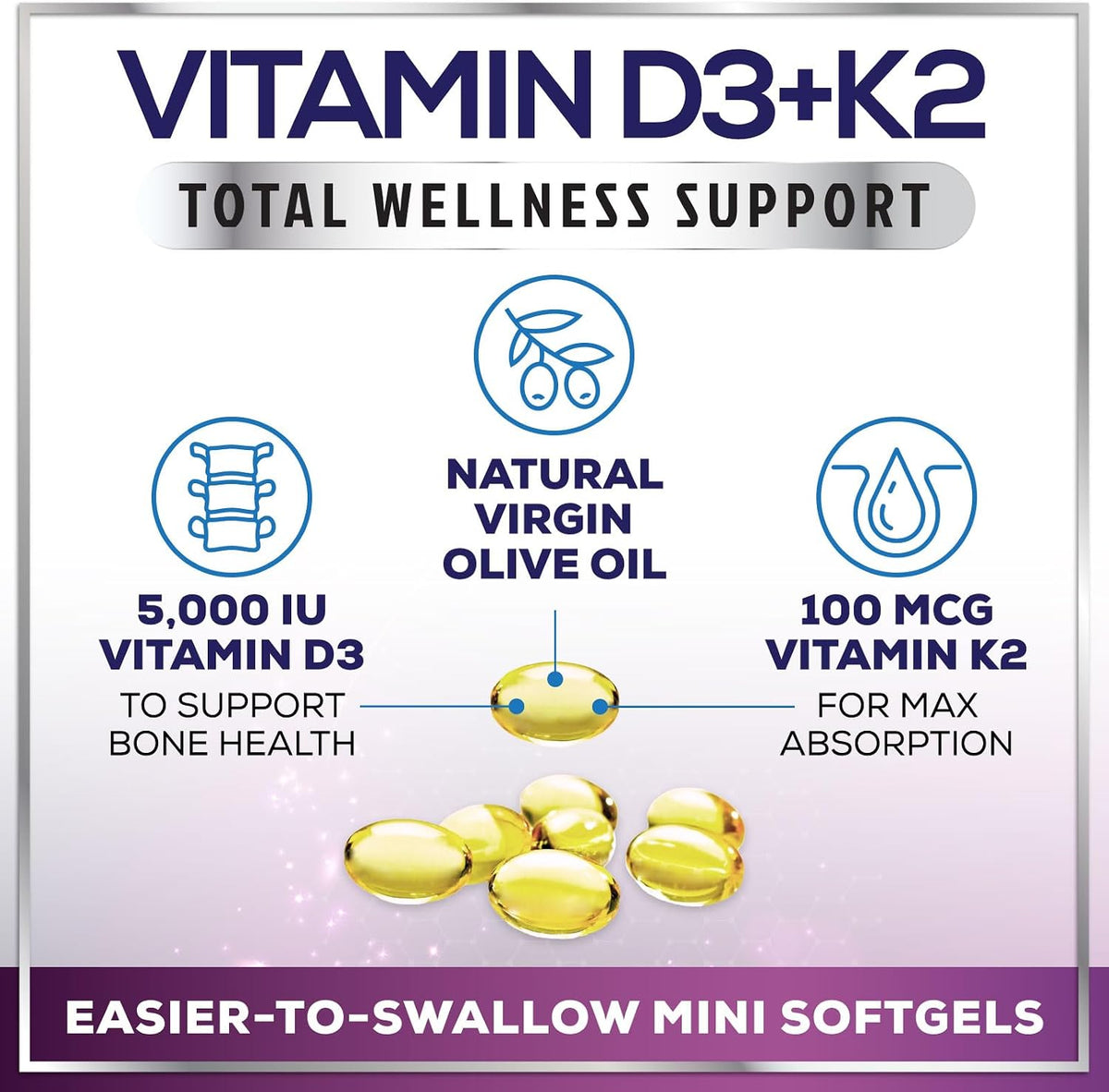 Hello Lovely! Vitamin D3 5000 IU with K2 MK-7 - 240 Soft Capsules - görsel 5