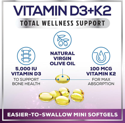 Hello Lovely! Vitamin D3 5000 IU with K2 MK-7 - 240 Soft Capsules
