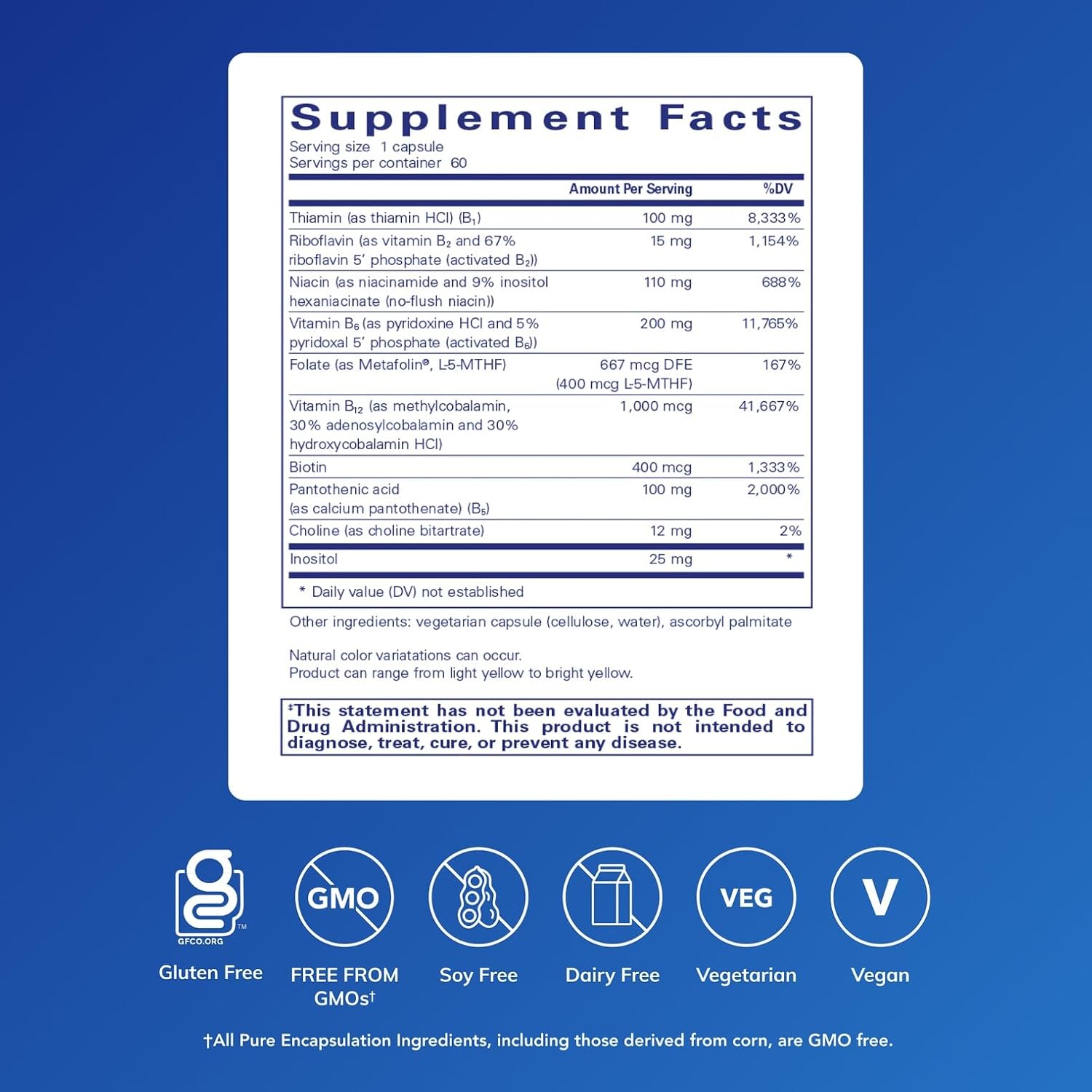 Pure Encapsulations B6 Complex – Contributes to Normal Nervous System Function with Methylated B Vitamins, 60 Capsules - görsel 2