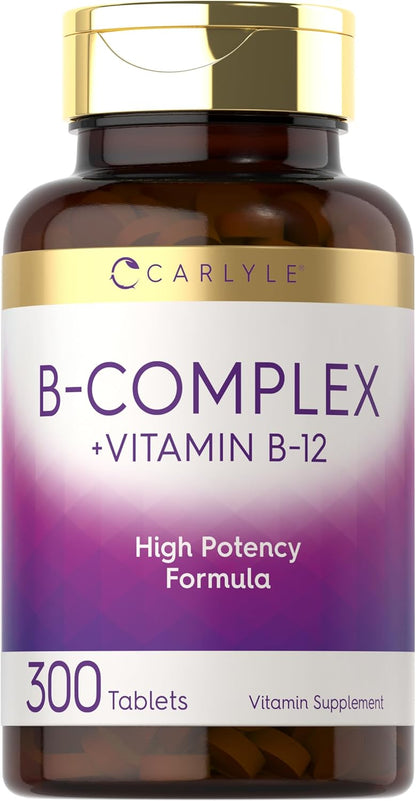 Carlyle B-Complex with B12 - High Potency, Vegetarian Formula, 300 Tablets