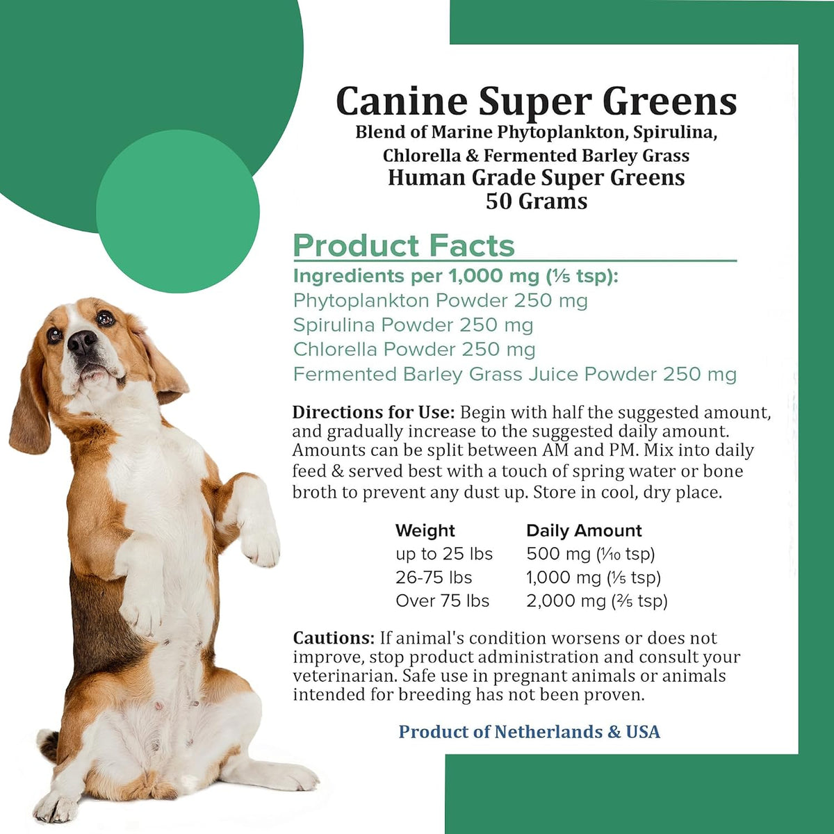 Holistic Bin Canine Super Greens Plant-Based Dog Food Topper | Nutrient-Rich Supplement Powder | Gut Balance, Joint Strength, Digestion, Fresh Breath & Overall Canine Wellness | Greens Powder (50g) - görsel 4