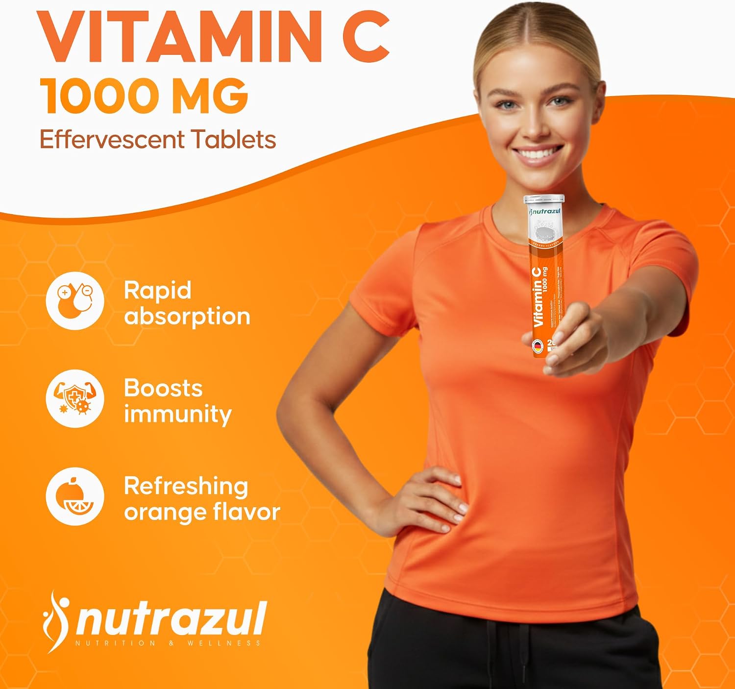 Nutrazul Vitamin C 1000mg Effervescent Tablets, 100 Count - görsel 2