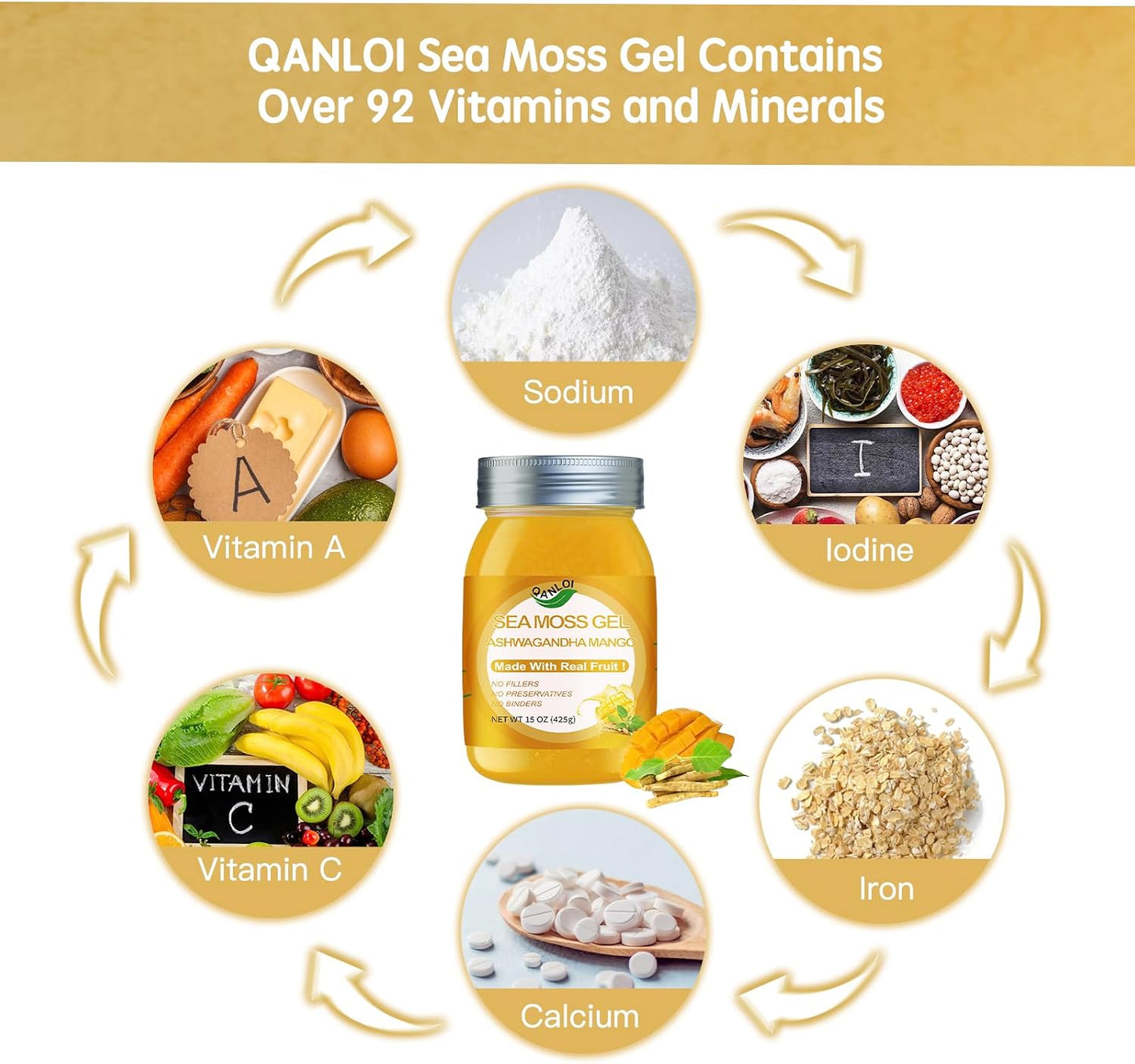 QANLOI Sea Moss Gel with Ashwagandha – Immunity Support – 425g - görsel 5