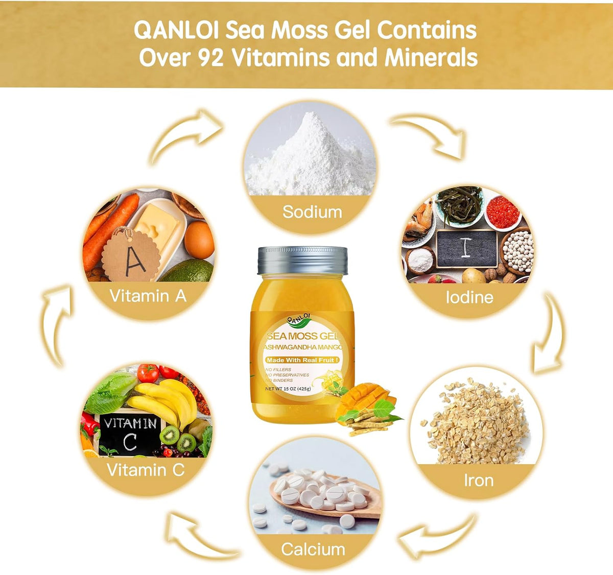 QANLOI Sea Moss Gel with Ashwagandha – Immunity Support – 425g - görsel 5