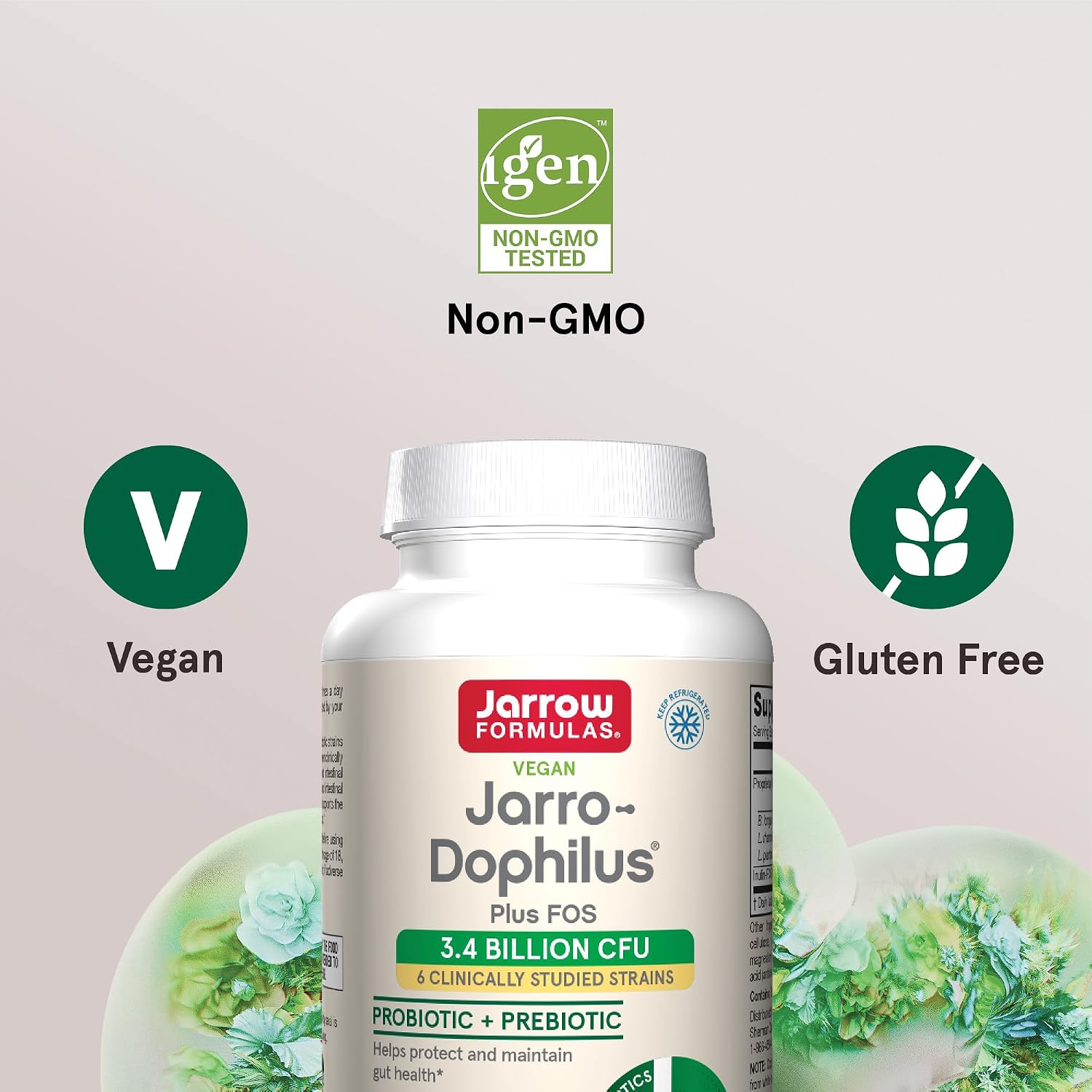 Jarrow Formulae Jarro-Dophilus + FOS - 3.4 Billion CFU Per Serving - Synbiotic with Prebiotic & Probiotics for Immune & Digestive Support - Up to 300 Servings (Veggie Capsules) - görsel 3