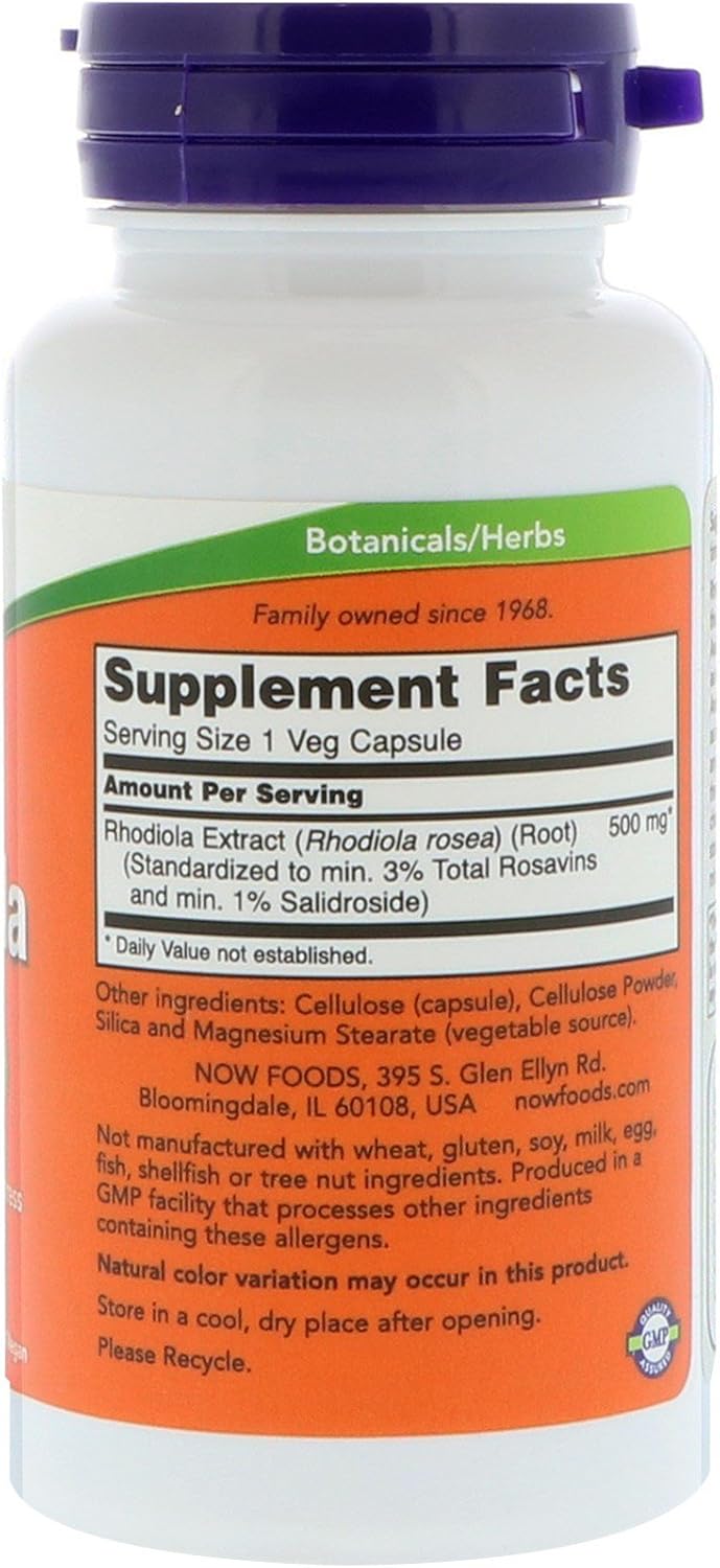 NOW Foods Rhodiola 500 mg Veg Capsules - 60 Count (2-Pack) - görsel 2