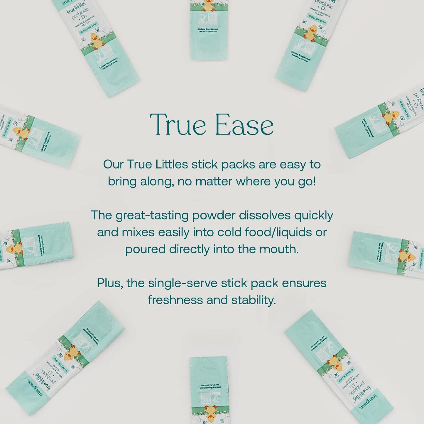True Grace True Littles – Children's Daily Probiotic + Vitamin D3 – 30 Stick Packs - görsel 4