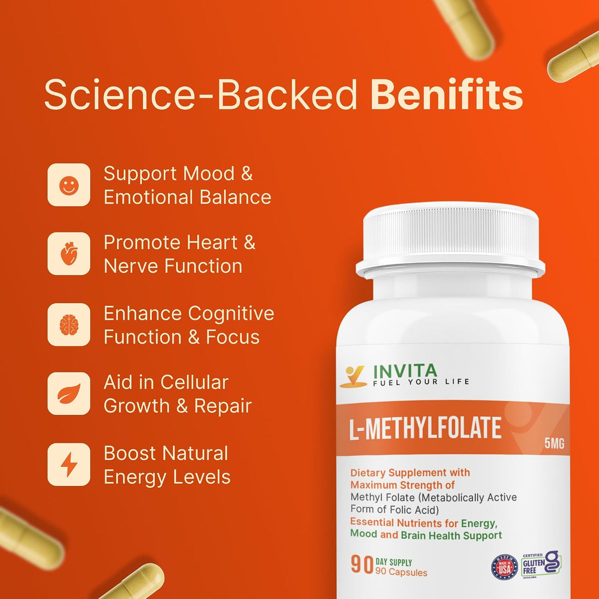 INVITA L-Methylfolate 5mg – 90 Capsules - görsel 5