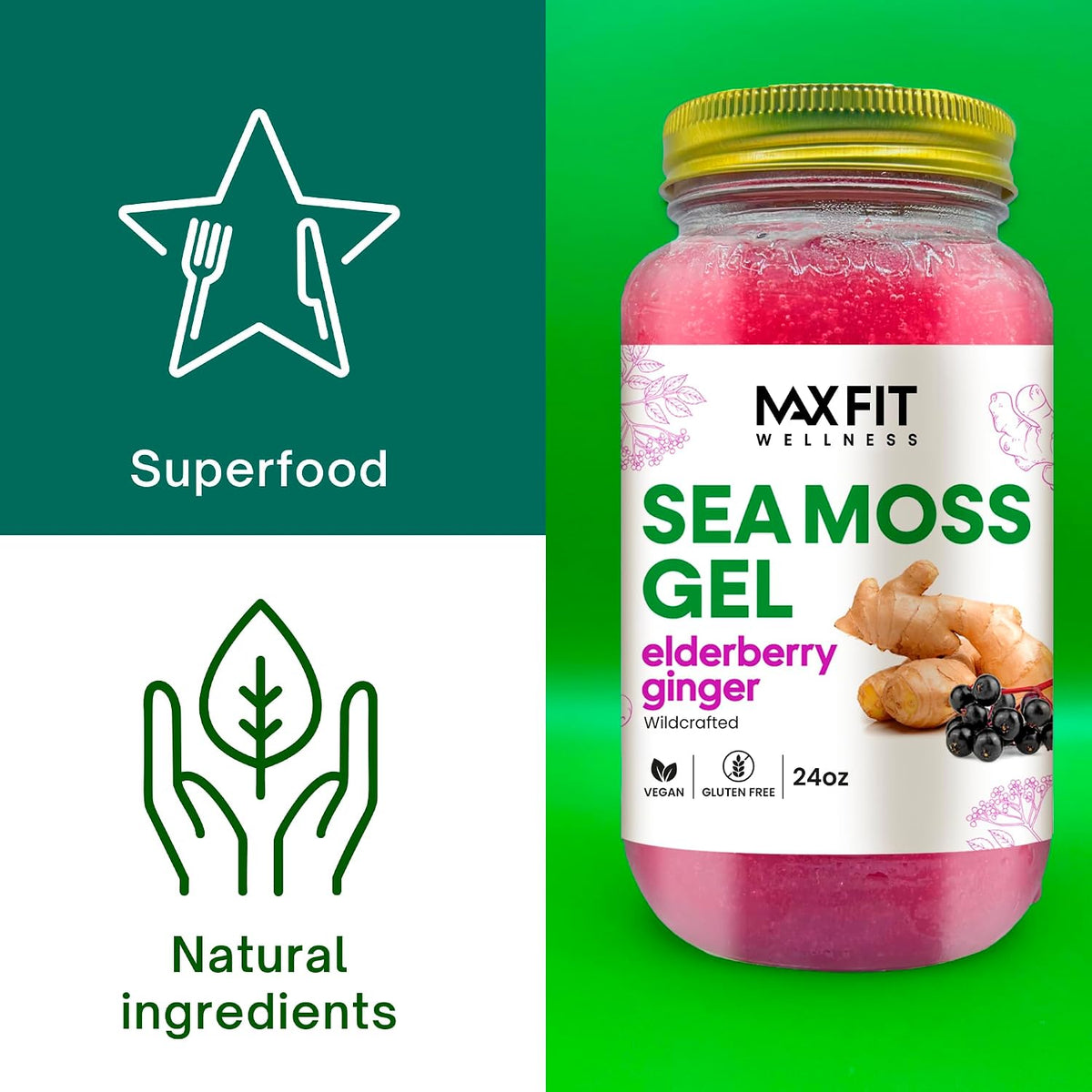 Sea Moss Gel Raw (12 Flavours) 24oz Wildcrafted Gold Sea Moss Gel from Saint Lucia | 92 Vitamins and Minerals | Pure Raw and Non-GMO | Vegan Superfood - görsel 4
