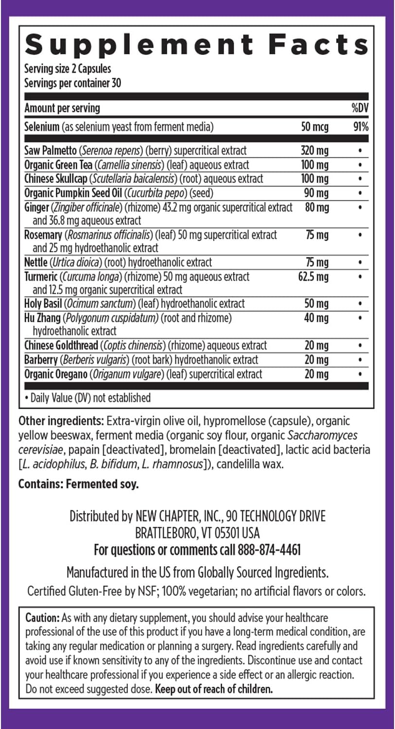 New Chapter Zyflamend Prostate Supplement with Saw Palmetto, Pumpkin Seed Oil & Turmeric, 60 Vegetarian Capsules - görsel 6