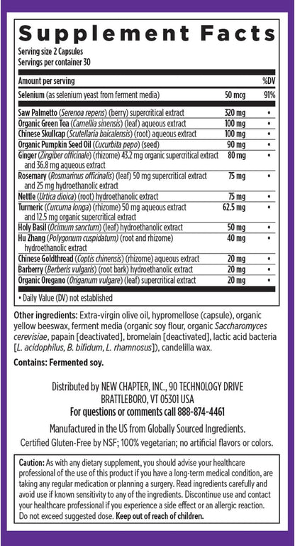New Chapter Zyflamend Prostate Supplement with Saw Palmetto, Pumpkin Seed Oil & Turmeric, 60 Vegetarian Capsules