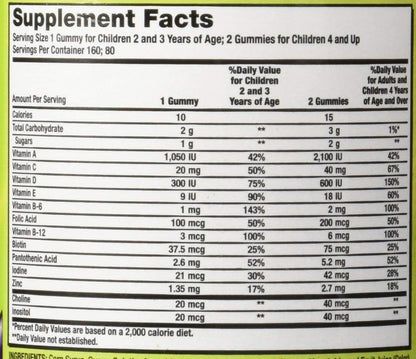 Kirkland Signature Children's Complete Multivitamin Gummies, 160 Count (4 Pack)