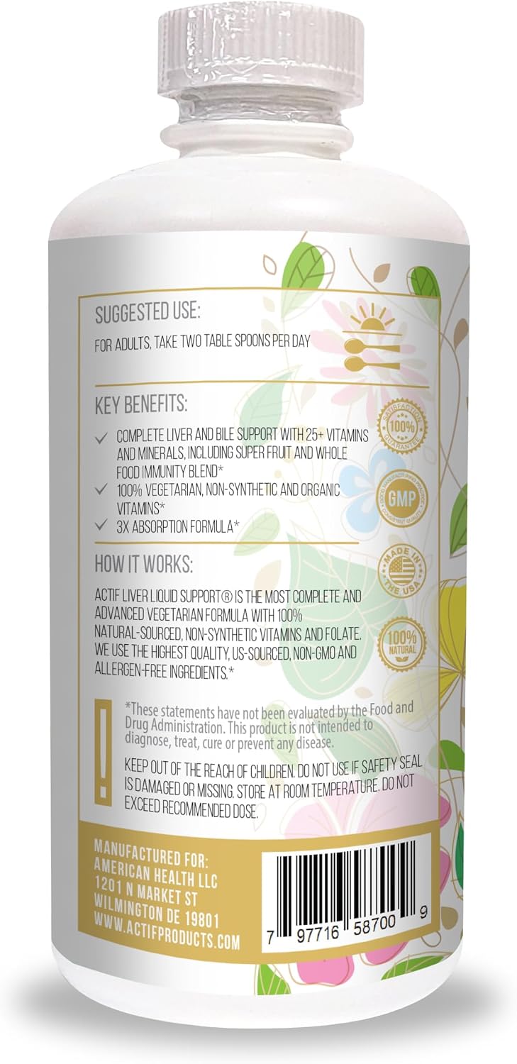 Actif Liver Mega Liquid Support - Complete Liver and Bile Maximum Strength Supplement, Non-GMO, 946 ml - görsel 3
