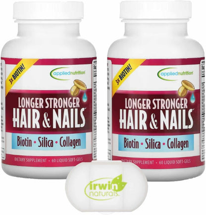 Lumintrail Hair and Nails Supplement - 60 Softgels (Pack of 2) with Pill Case