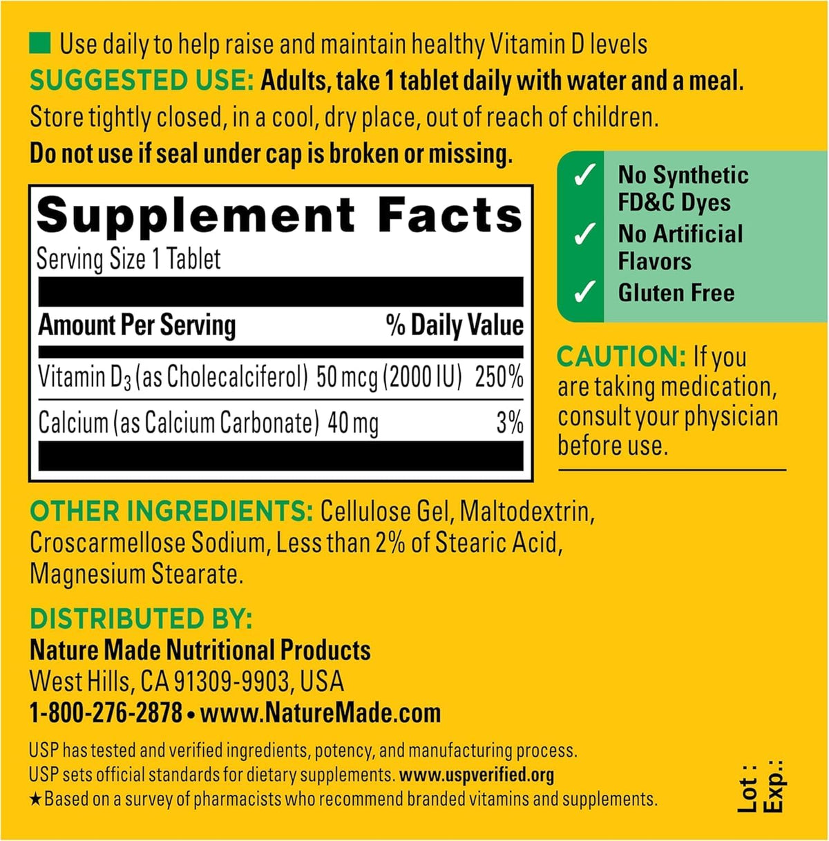 Vitamin D3 2000 IU (50 µg) Food Supplement – 100 Tablets - görsel 6