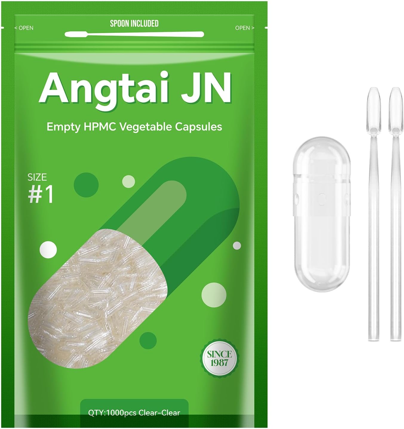 Angtai JN Size 1 Empty Vegan Capsules (500 Count) with Filling Kit - Gluten-free, Non-GMO, Halal Certified - görsel 8