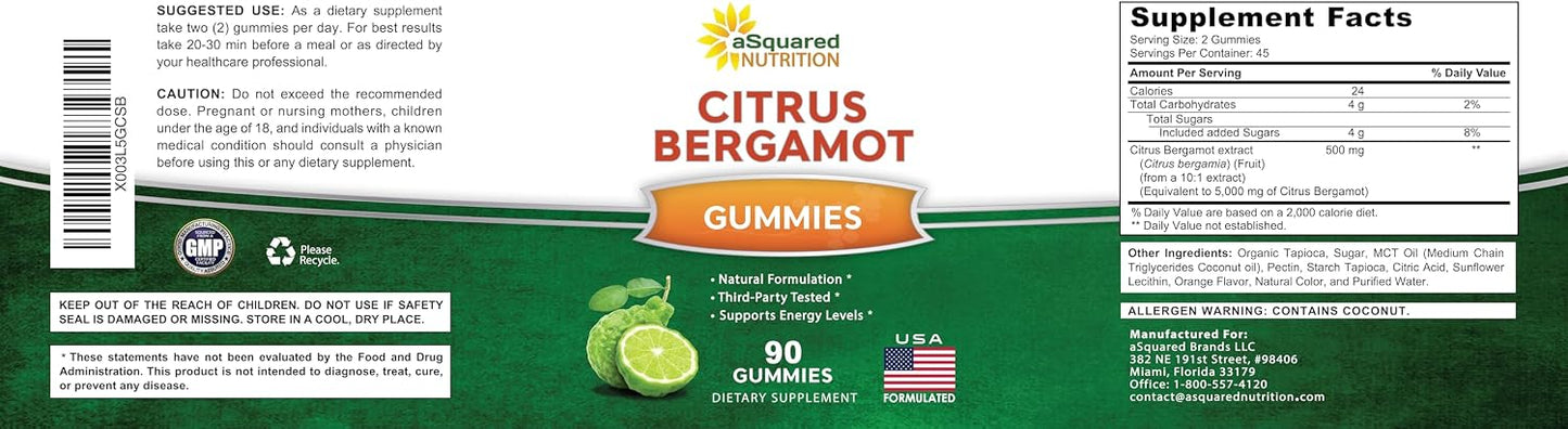 aSquared Nutrition Citrus Bergamot Gummies - 500mg Citrus Bergamot Extract Food Supplement - görsel 5