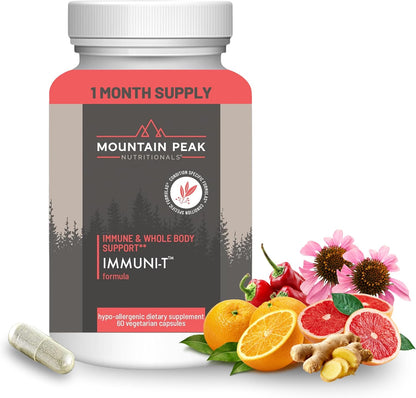 Mountain Peak Nutritionals Immuni-T Advanced Immune Support Supplement - 4-in-1 Formula with Vitamin C, A, Zinc, & Mushroom Blend - Daily Wellness & Seasonal Defence (60 Vegetarian Capsules)