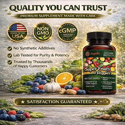 Super Fruits and Vegetables Food Supplement – 36 Whole Foods, 60-Day Supply