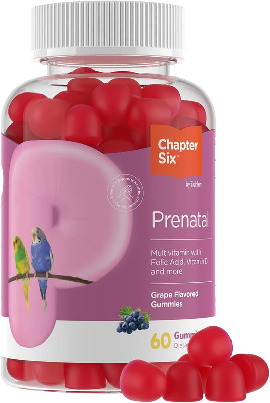 Zahler Prenatal Gummies - 60 Gummies (30 Servings) - Kosher, Gluten-free, Vegetarian-Friendly Grape Flavour