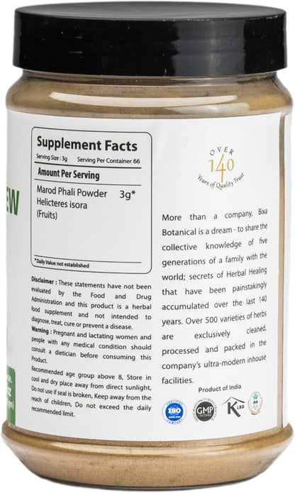 bixa BOTANICAL Indian Screw Tree Powder (Helicteres isora) - 7 oz (200g)