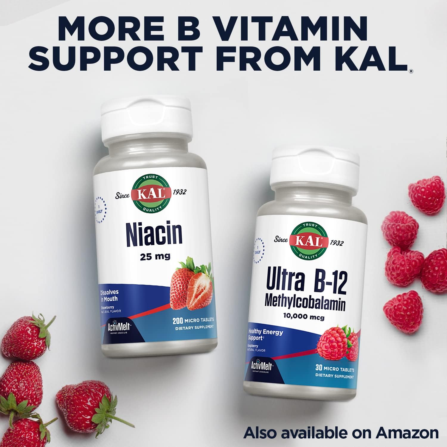 KAL Vitamin B12 Methylcobalamin 1000mcg - Fast Dissolve Sublingual Micro Tabs, Natural Raspberry Flavour, 120 Servings - görsel 5