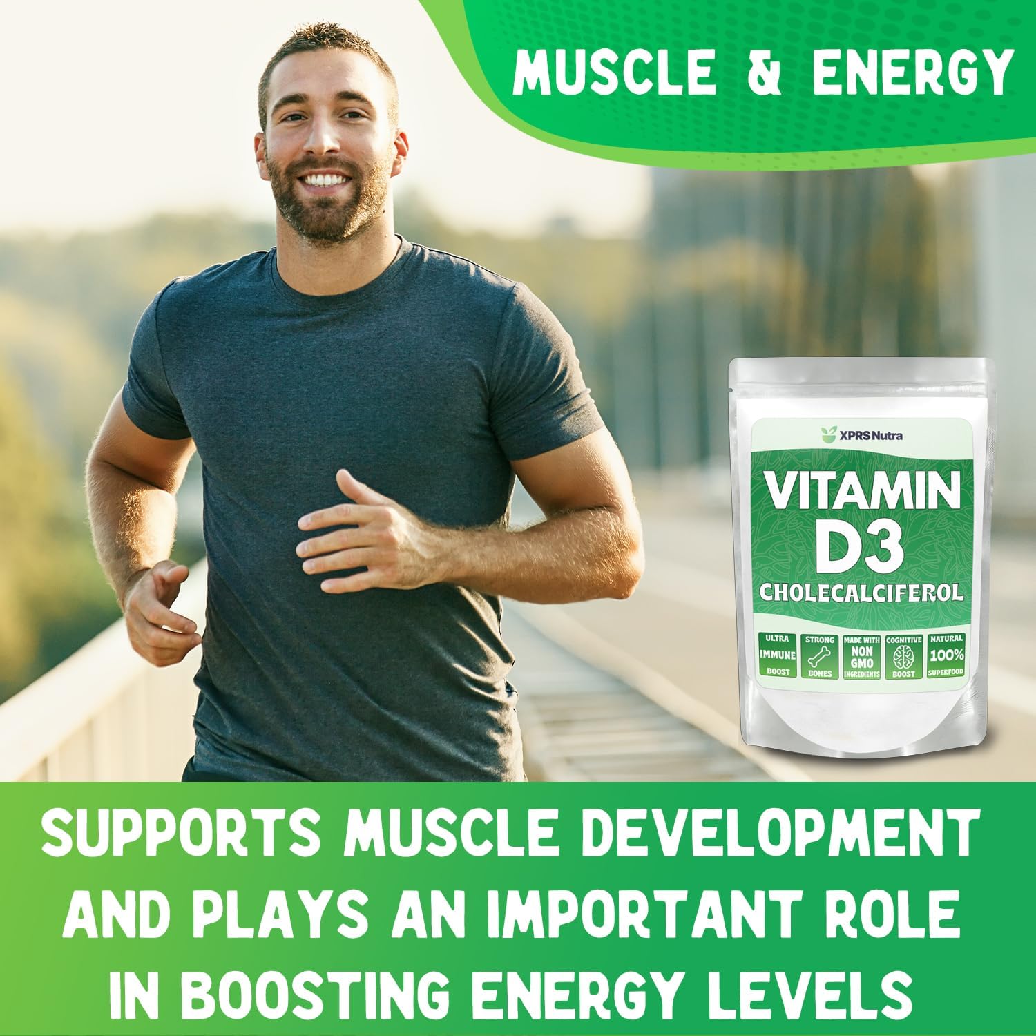XPRS Nutra Vitamin D3 Powder (Cholecalciferol) - Unflavoured Vitamin D for Bones and Immunity - 227g - görsel 4