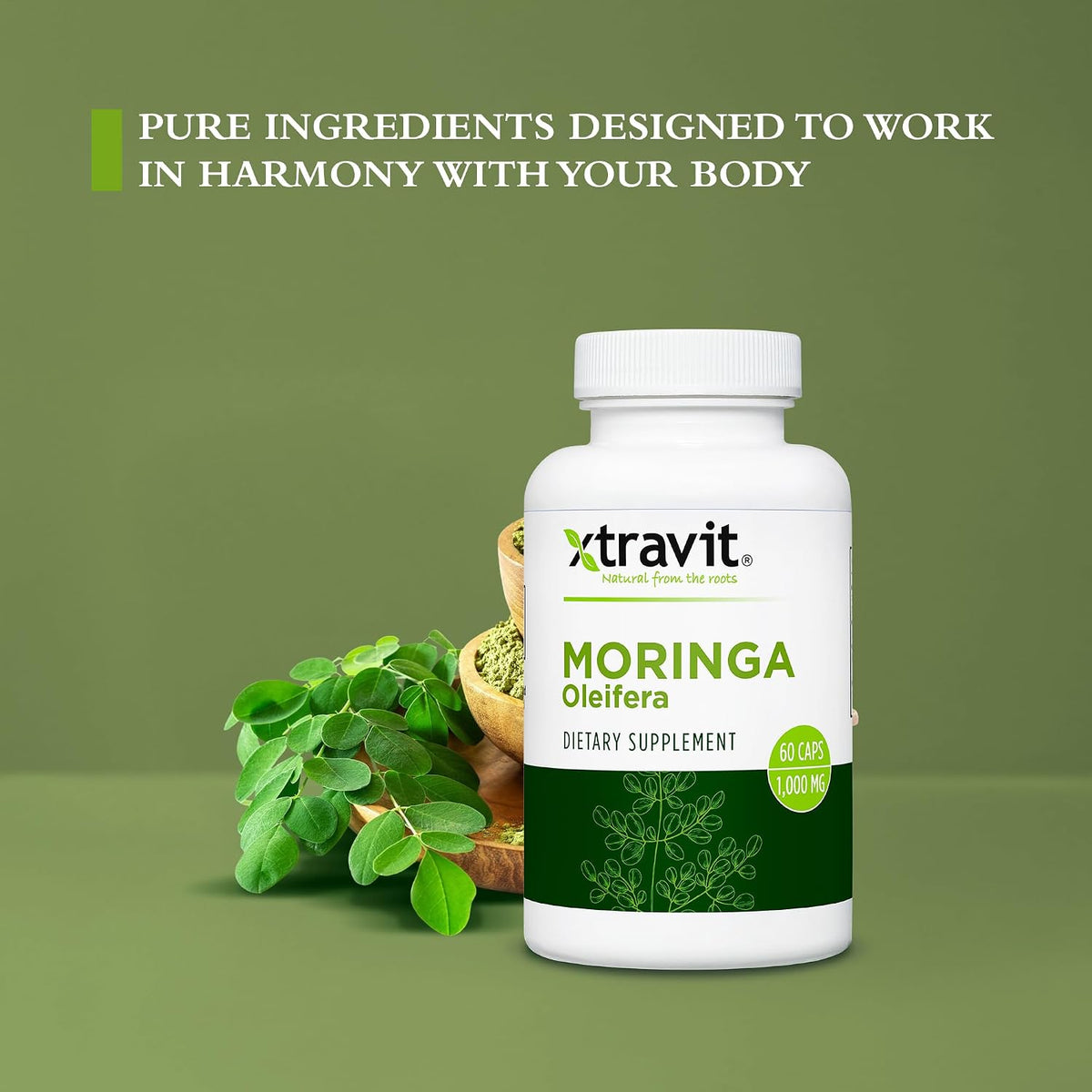 Xtravit Moringa Oleifera – Natural Superfood Supplement, 1000mg, 60 Vegan Capsules - görsel 9