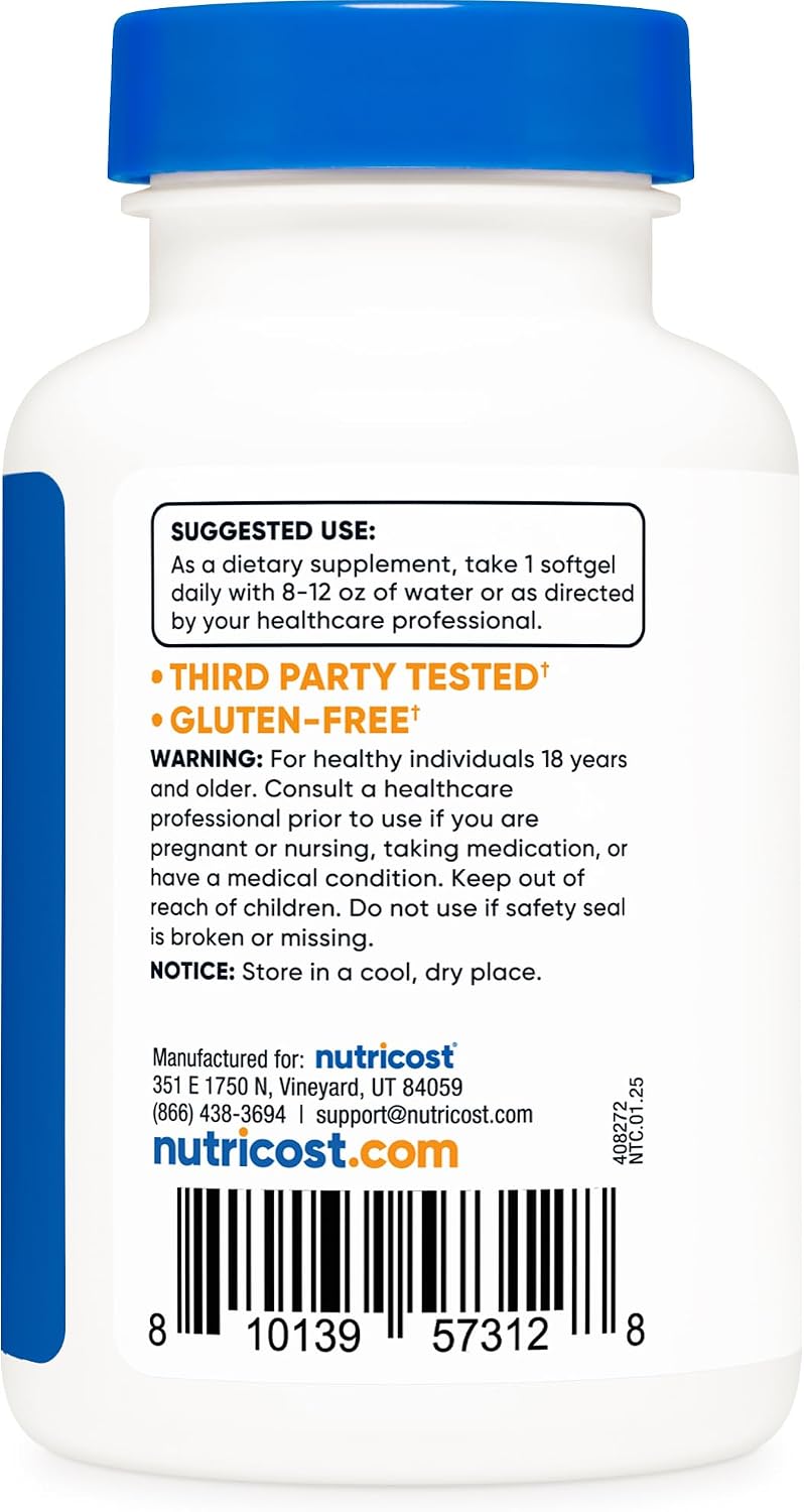 Nutricost Vitamin D3 10,000 IU, 240 Soft gel capsule Capsules – Potent, Non-GM, Gluten-free Vitamin D - görsel 4