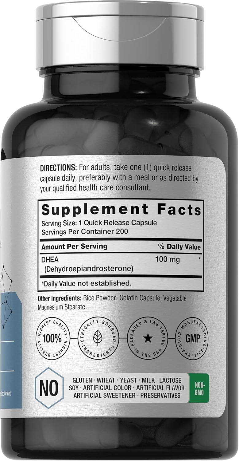 Horbäach DHEA 100mg, 200 Capsules – A Supplement for Men and Women - görsel 2