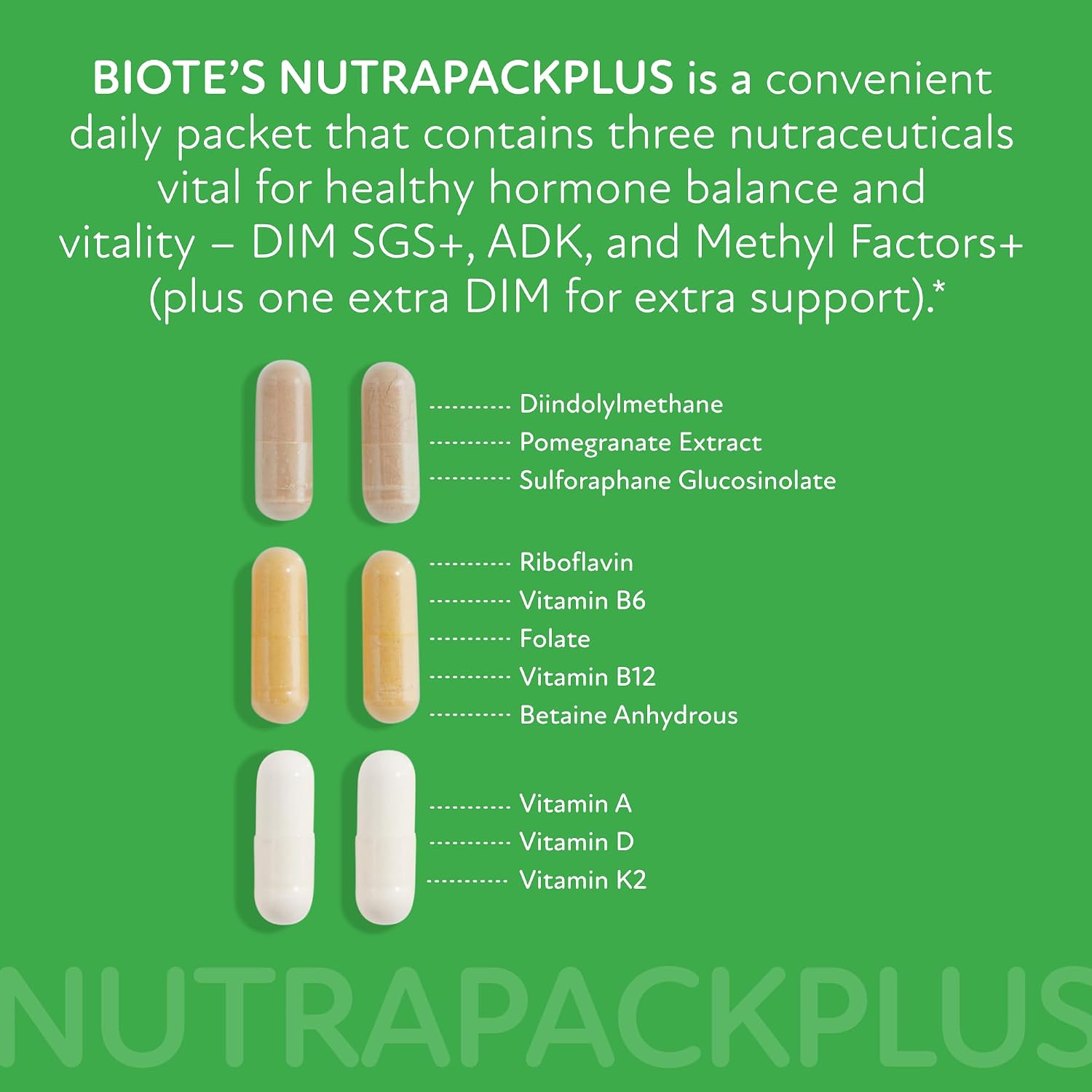 Biote Nutraceuticals - NutraPackPlus - Hormone Balance + Vitality Support (Daily Packets 30-Day) - görsel 3