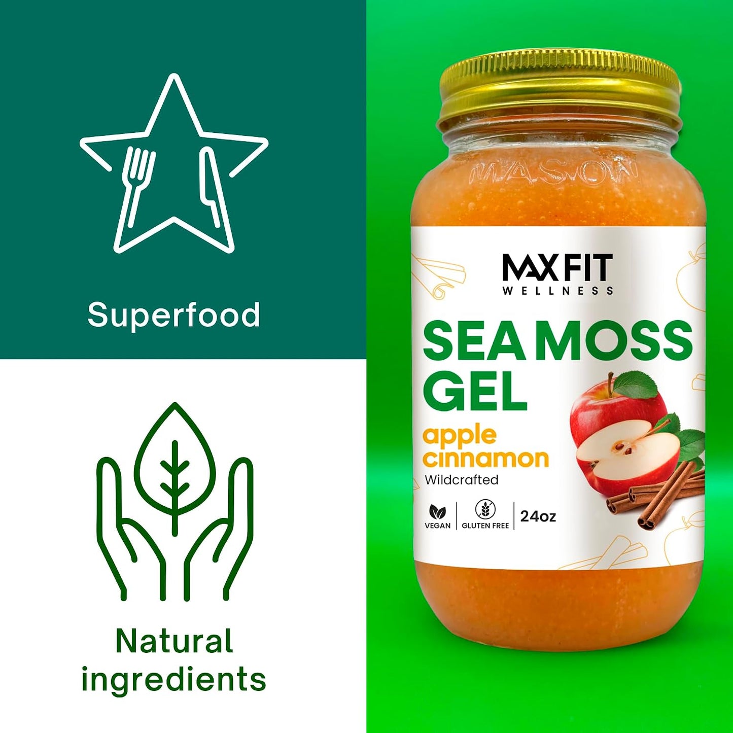 MAX FIT Sea Moss Gel (680 g) - Wildcrafted from Saint Lucia, 92 Vitamins & Minerals, Non-GMO, Vegan - görsel 3
