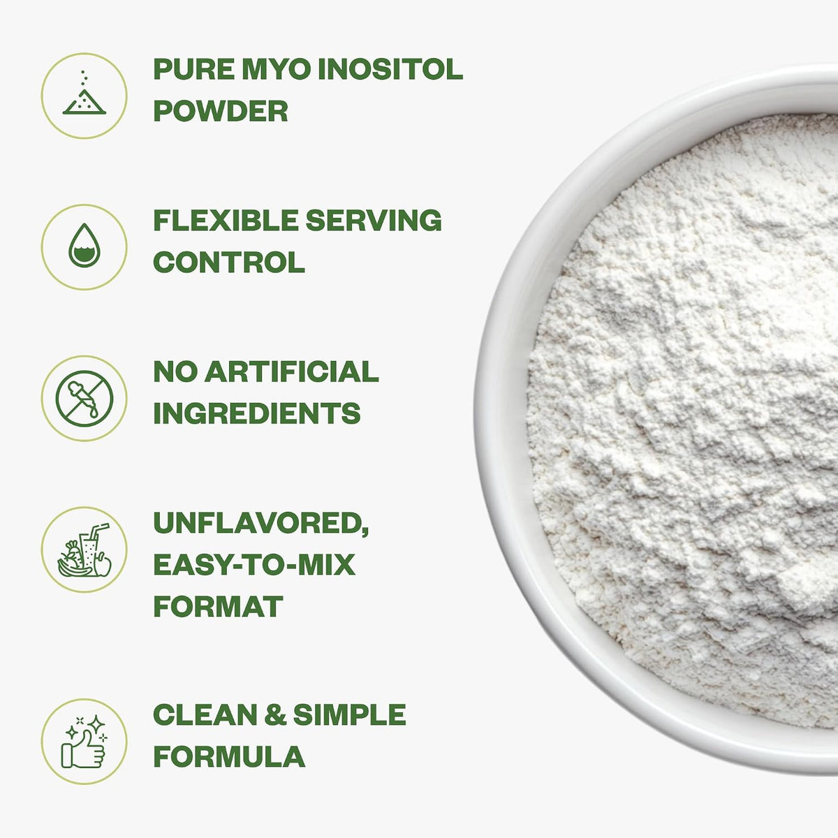 Purisure Inositol Powder (250g) - Pure Inositol for Hormonal Balance, Fertility Support & Brain Wellness - Vegan, Non-GMO, 500 Servings - görsel 3