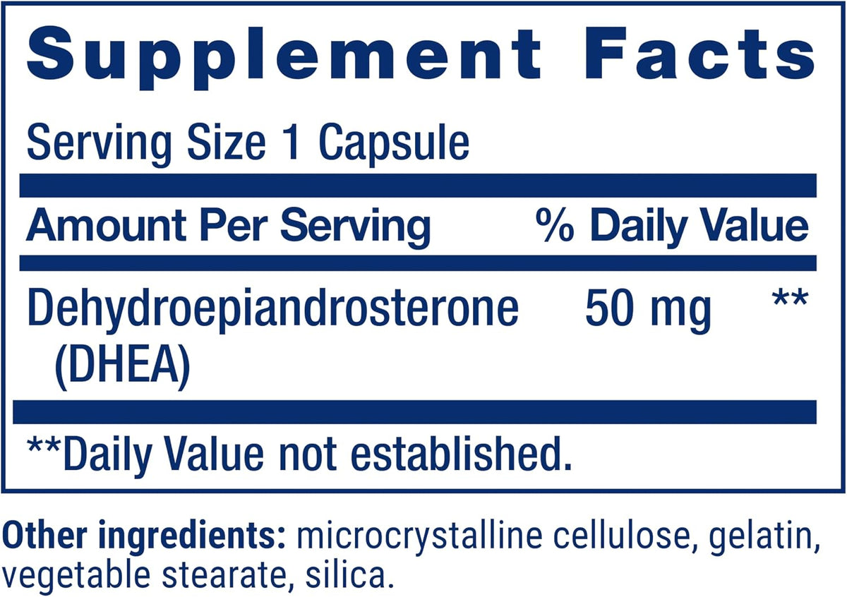Life Extension DHEA 50 mg – Hormone Support for Healthy Ageing, Gluten-Free, Non-GM, 60 Capsules - görsel 3