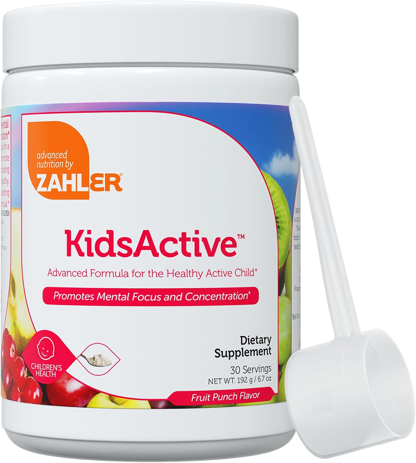 Zahler KidsActive Kids Concentration Formula Powder - All Natural - Fruit Punch - 30 Servings - görsel 1