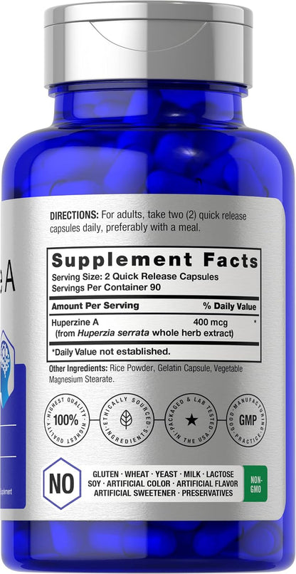 Horbäach Huperzine A 400mcg | 180 Capsules | Non-GMO, Gluten-free Food Supplement