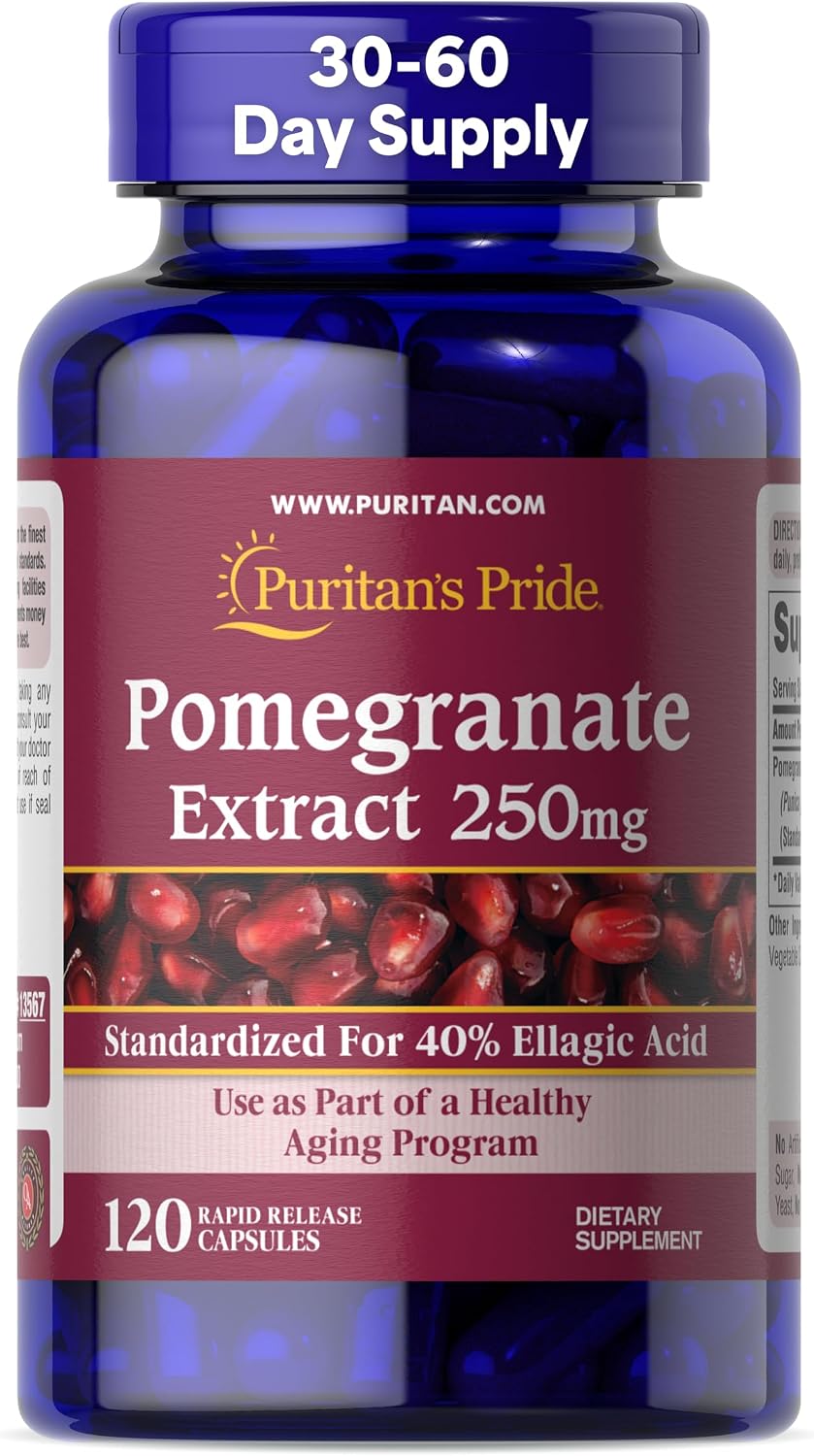 Puritan's Pride Premium Pomegranate Extract 250mg, 120 Rapid-Release Capsules - görsel 1