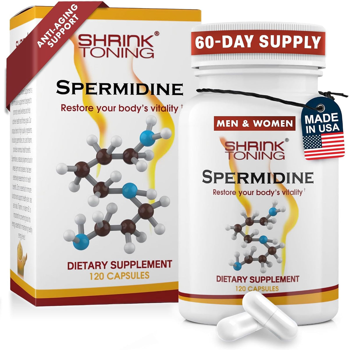 Shrink Spermidine Supplement – Autophagy Support and Anti-Ageing, 120 Vegan Capsules - görsel 1