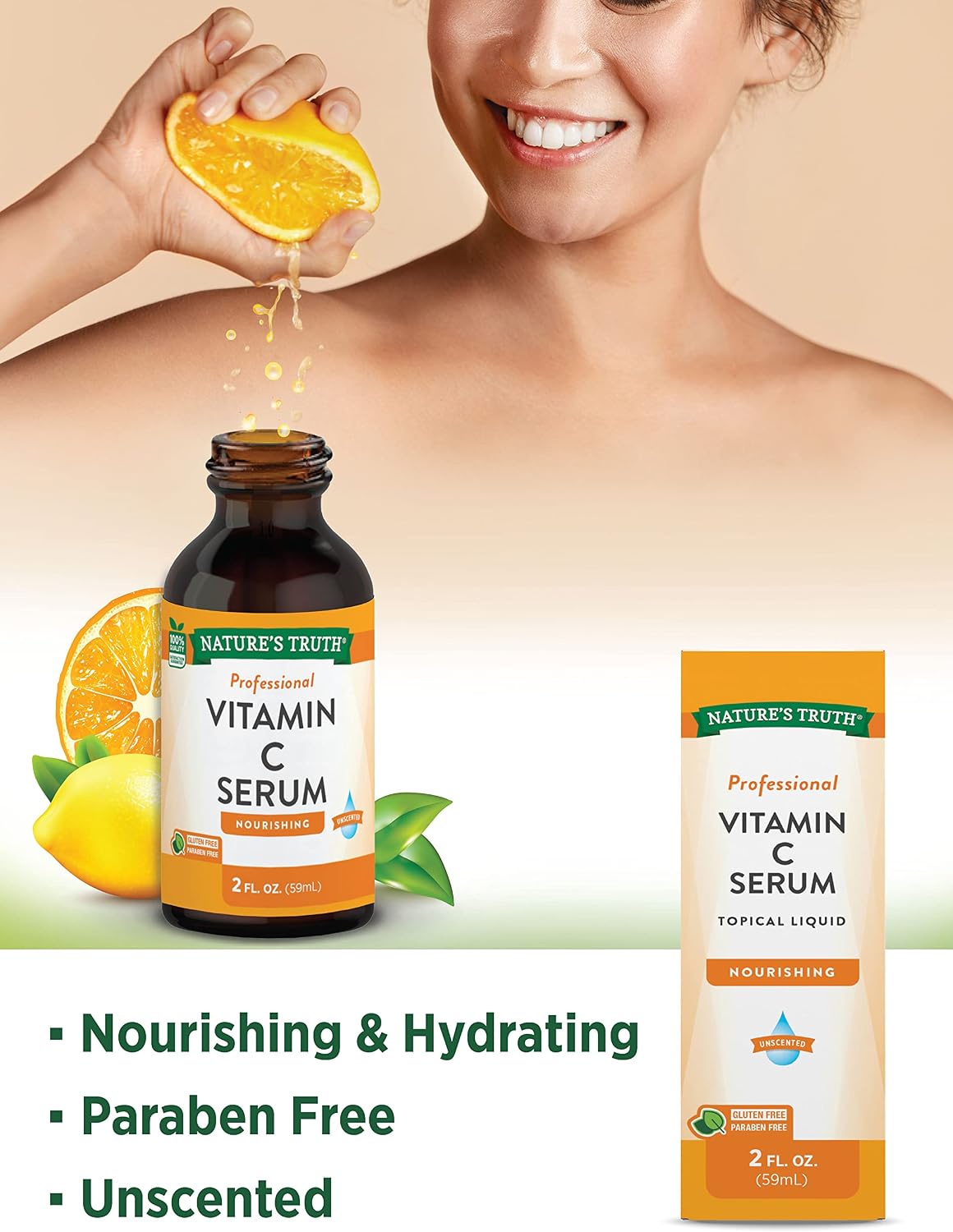 Nature's Truth Vitamin C Serum, 60 ml – Nourishing Facial Oil for Face & Skin, Unscented - görsel 3